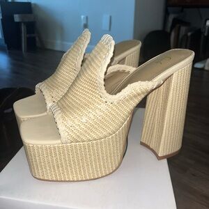 Stylish Cream Platform Heels